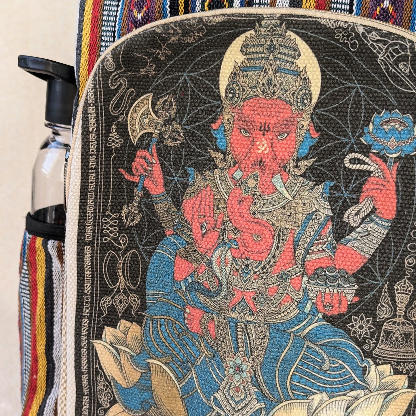 Hippie Lightweight Backpack  - Ganesh Print Boho Laptop Bag