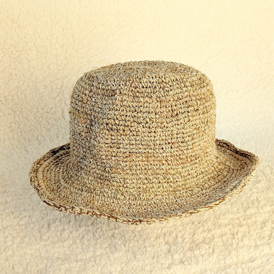 Short Brim Crochet Hat- Hippie Hemp Festival Hat