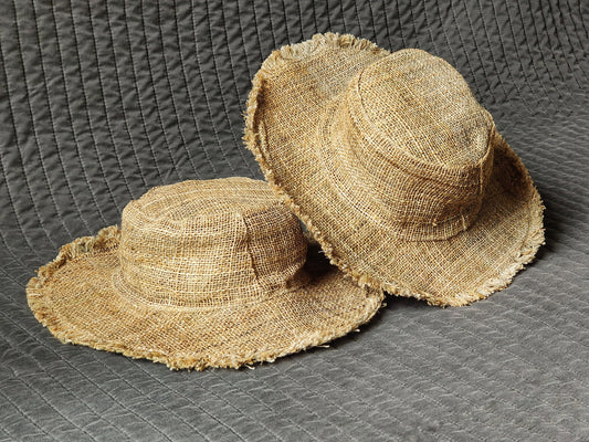 Hemp Summer Hat - Natural Hippie Festival Hat - Unisex Beach Big Hats